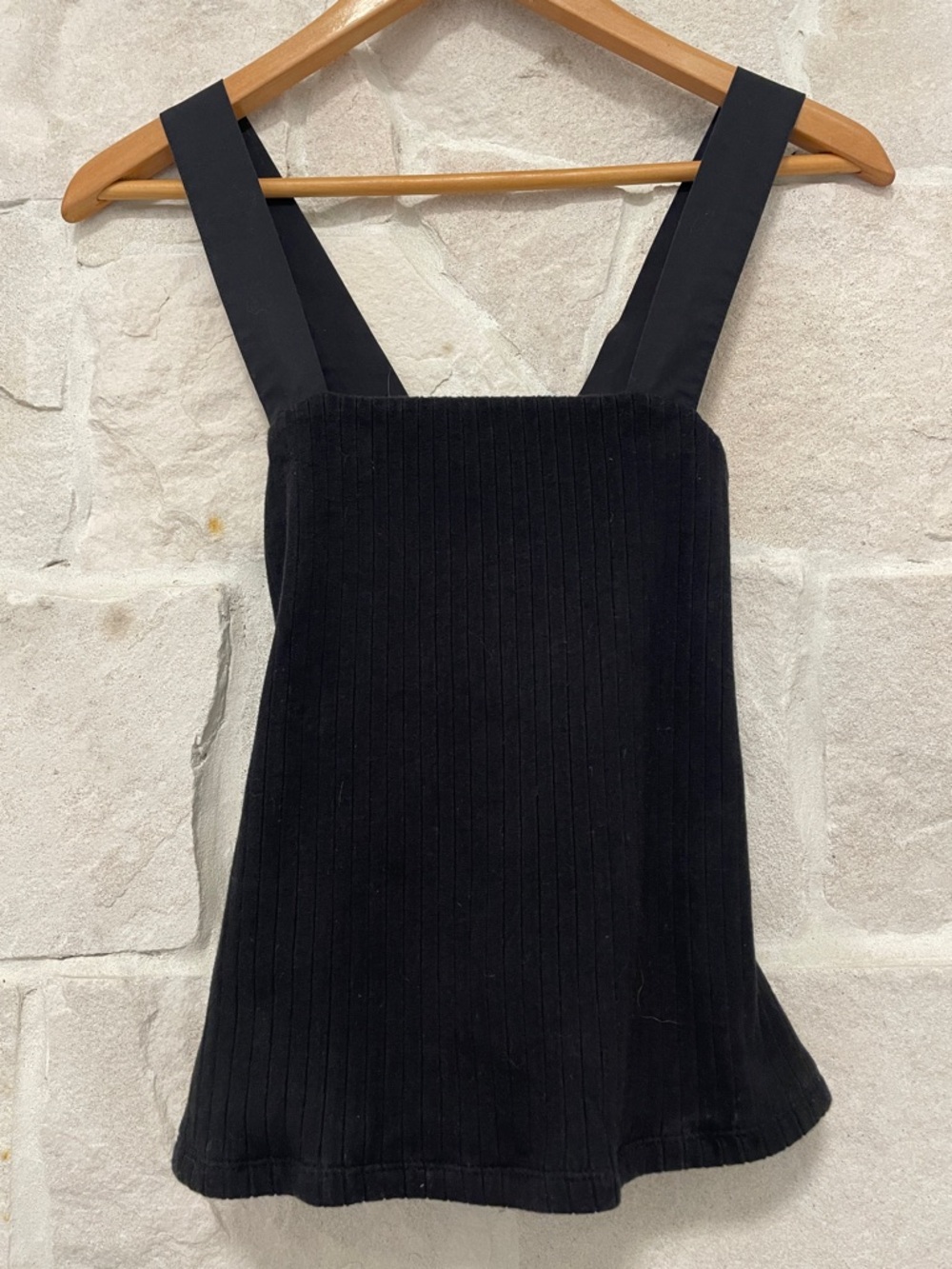 Porridge by Anthropologie Black Ribbed Square-Neck Back Criss Cross Tie -size XS
